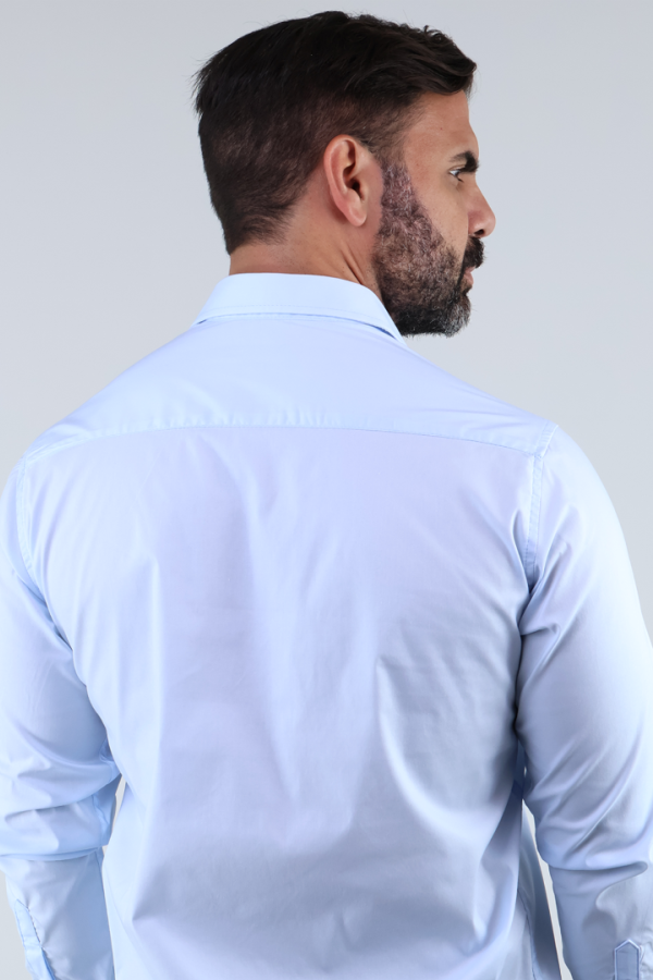 Camisa de Vestir Manga Larga Azul Cielo Slim Fit Para Hombre